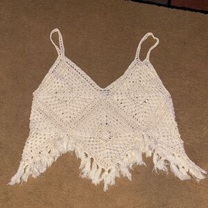 American Eagle Outfitters Cream Crochet Camisole